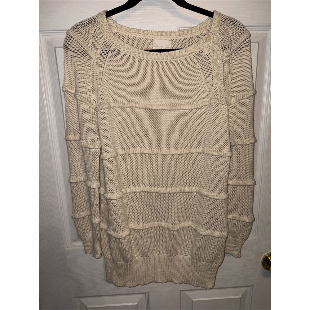 Boy By Band Of Outsiders 2 = M Beige Sweater Cotton & Cashmere Button Detail